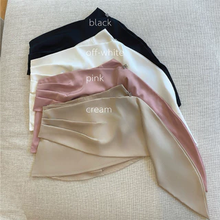 SEASON STUDIO - CHERI MINI SKIRT / กระโปรงซาติน ดีเทลจับจีบหน้า ระบายข้าง