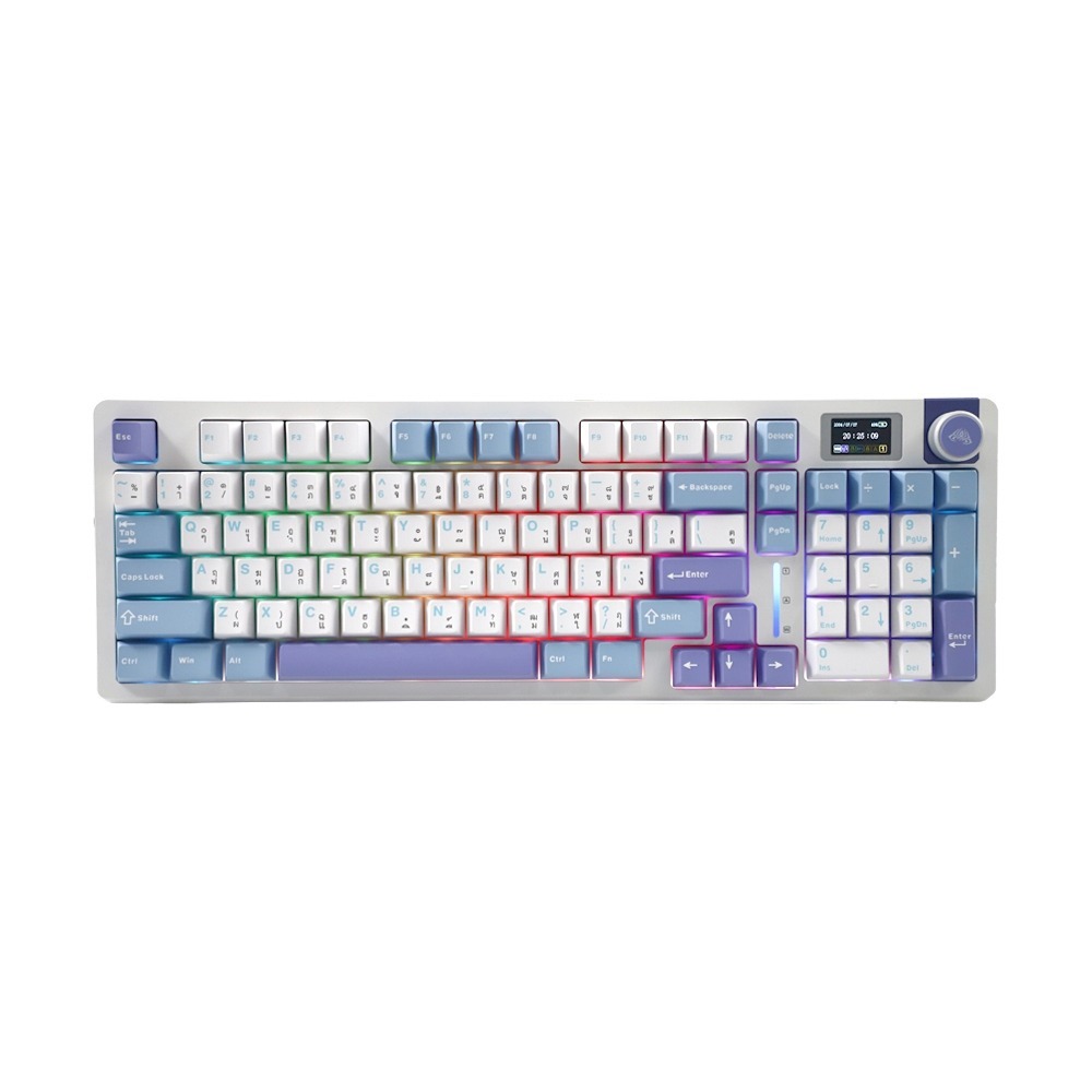 KEYBOARD WIRELESS BLUETOOTH AULA S98PRO LIGHT BLUE WHITE DARK PURPLE (NIMBUS SWITCH คีย์บอร์ด)