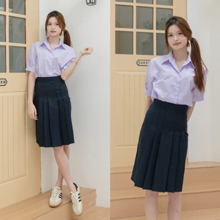กระโปรงนักเรียนทรงแคบ กรมเข้ม-สีดำ ผ้ามันดีวาย มียาว22-26 ตีเกร็ด5.5นิ้ว กระโปรงมอต้น-มอปลาย (มีบิลให้)