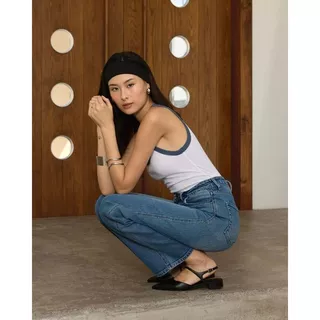 HUNG JEANS รุ่น Summer Blue (HJ84) กางเกงยีนส์ ทรงกระบอกกลาง สีดำฟอกอ่อน | Japanese Denim Cotton 98%