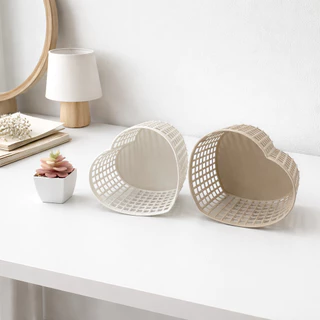 ตะกร้า ตะกร้ารูปหัวใจ ทรงสูง Size: L (1ใบ) มินิมอล (SE-13) ใส่เครื่องสำอางค์ เครื่องเขียน จัดระเบียบโต๊ะ เกรดA Outlet