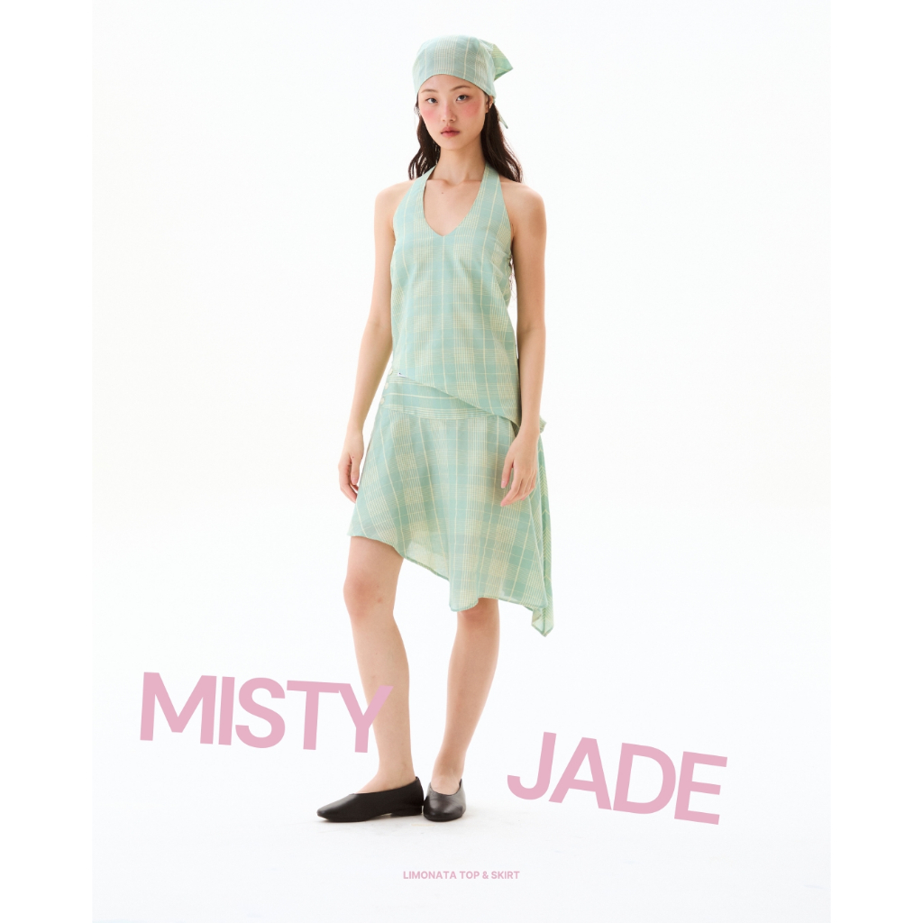 Blingtastic Limonata Skirt กระโปรงชายระบายเฉียง ผ้าพริ้ว มีซับในกระโปรง - Pre 1 week (แถมscarfสำหรับสาวๆที่Orderทั้งSet)