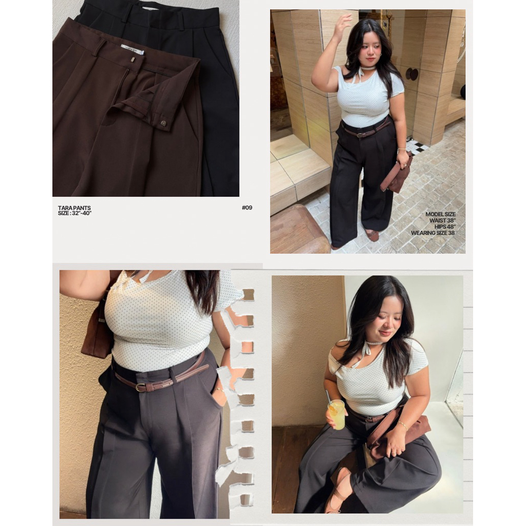 กางเกงผ้าสาวอวบ (TARA PANTS) ทรงเอวสูงเหนือสะดือ ดีเทลจีบพับด้านหน้าพรางหุ่นสวย เนื้อผ้าเกรดพรีเมี่ยมทิ้งตัว