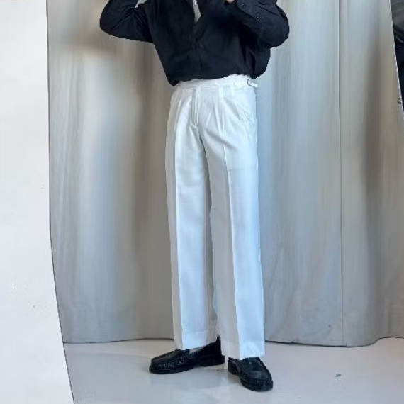 VINCH Pleates Wide Legs - Pearly White