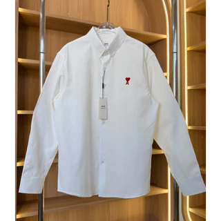 PP167 เสื้อเชิ้ต AM shirt ไอคอนิก ดีเทลปักหัวใจแดง พร้อมส่ง