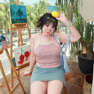 Sora Top สายเดี่ยวโซระ💖✨ สายเดี่ยวลายทางปักอก สีสันสดใสรับซัมเมอร์ | Geebeety