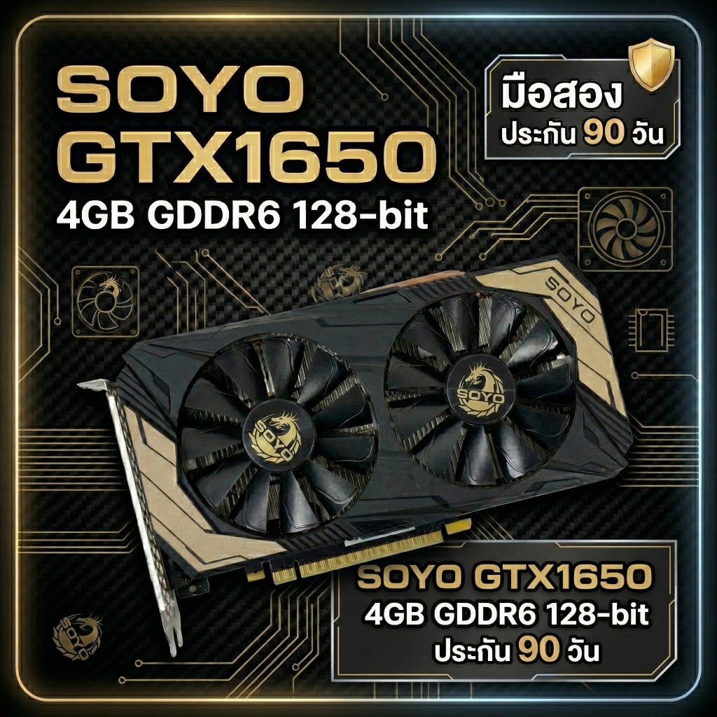 การ์ดจอ SOYO GTX 1650 4GB GDDR6 128-bit (มือสอง) พร้อมประกัน 90 วัน