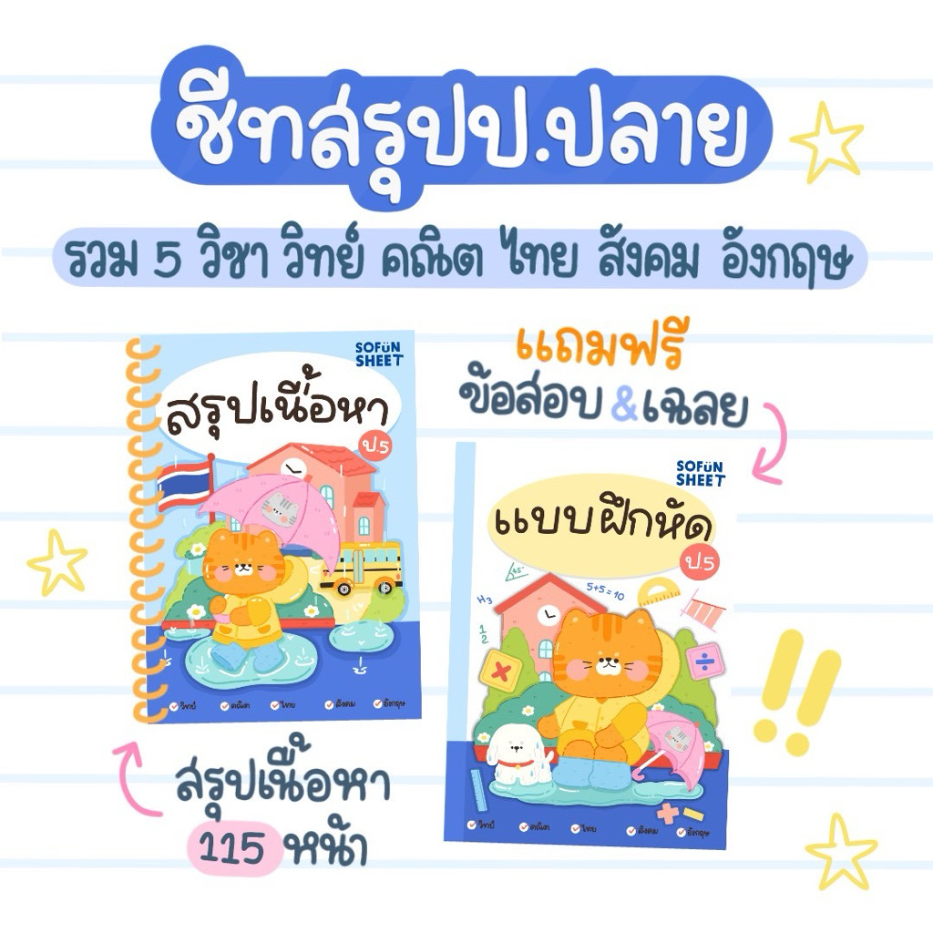 [ชีทสรุป+แบบฝึกหัด]สรุปเนื้อหา5วิชาหลักม.3_Byพี่เจ้านางSofunsheet