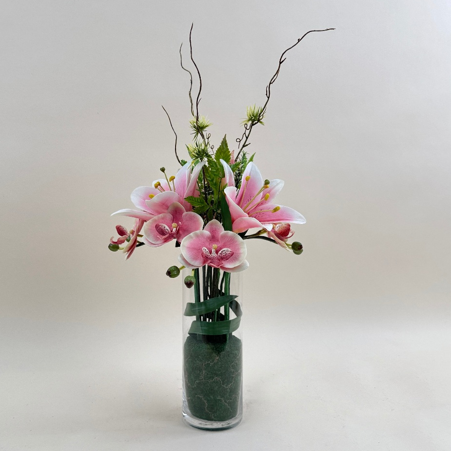 แจกันดอกไม้ประดิษฐ์ ดอกไม้แสดงความยินดี ดอกไม้ปลอมพร้อมแจกัน