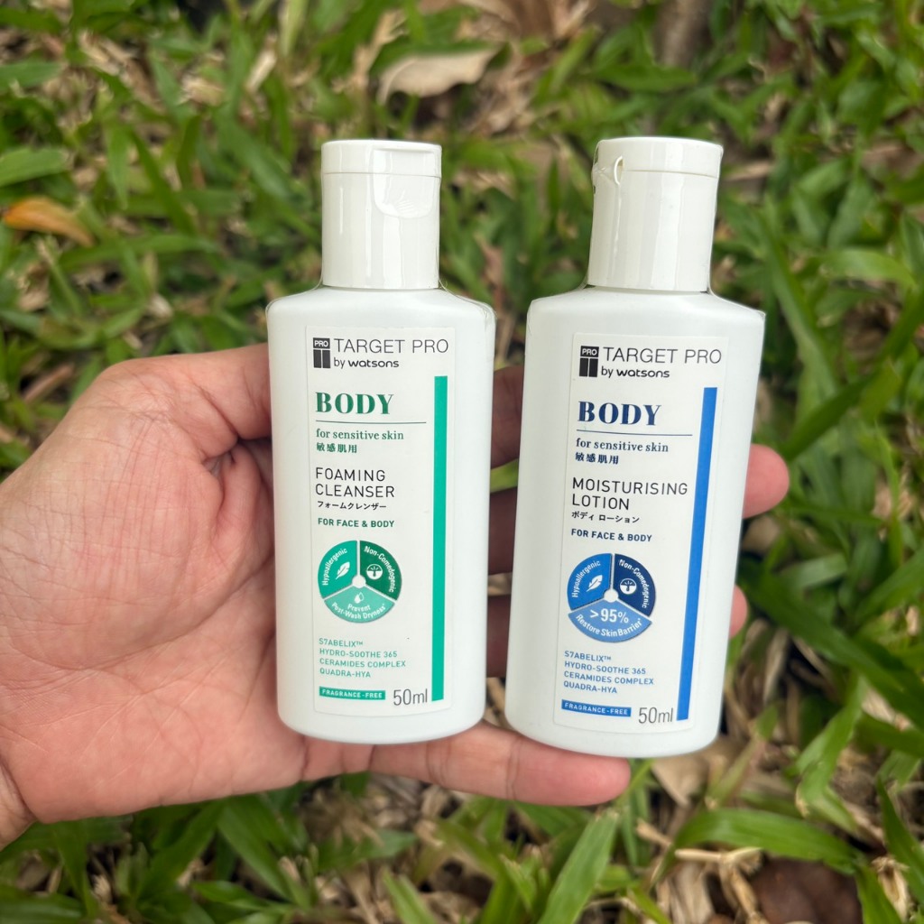 [ขนาดทดลอง] Target Pro by Watsons Body Care for Sensitive Skin 50 Ml. Moisturizing Lotion 50Ml. / Foaming Cleanser 50Ml.