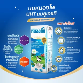 นมหนองโพ น้ำนมโคพร่องมันเนย 180ml (36 กล่อง/ลัง) รสจืด