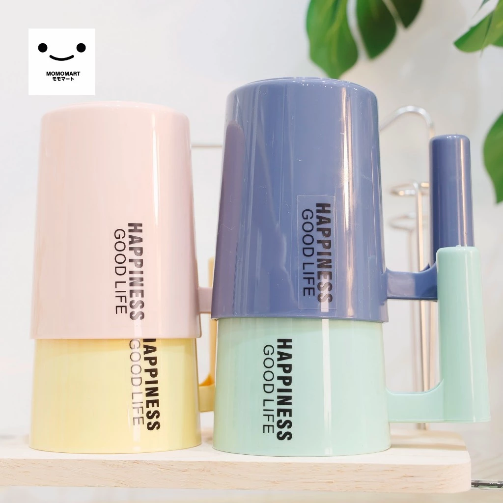 MOMOMART แก้วน้ำพลาสติก แก้วน้ำดื่ม สีพาสเทล มีหูจับ 460 ml รุ่น MD10-011-20