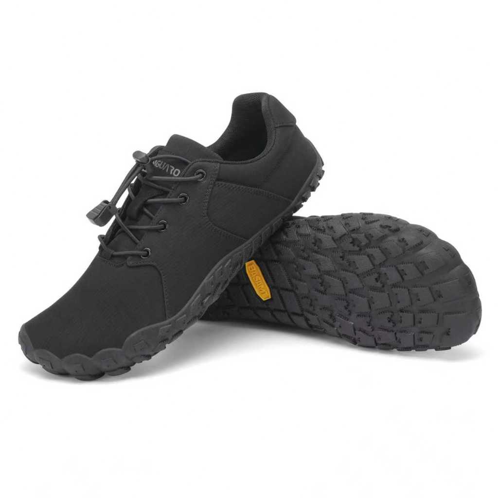 รองเท้าผ้าใบ​หน้ากว้าง​ Saguaro barefoot shoes รุ่นใหม่ล่าสุด 2026 ผ้าสะท้อนน้ำ XZA0136 สีดำ