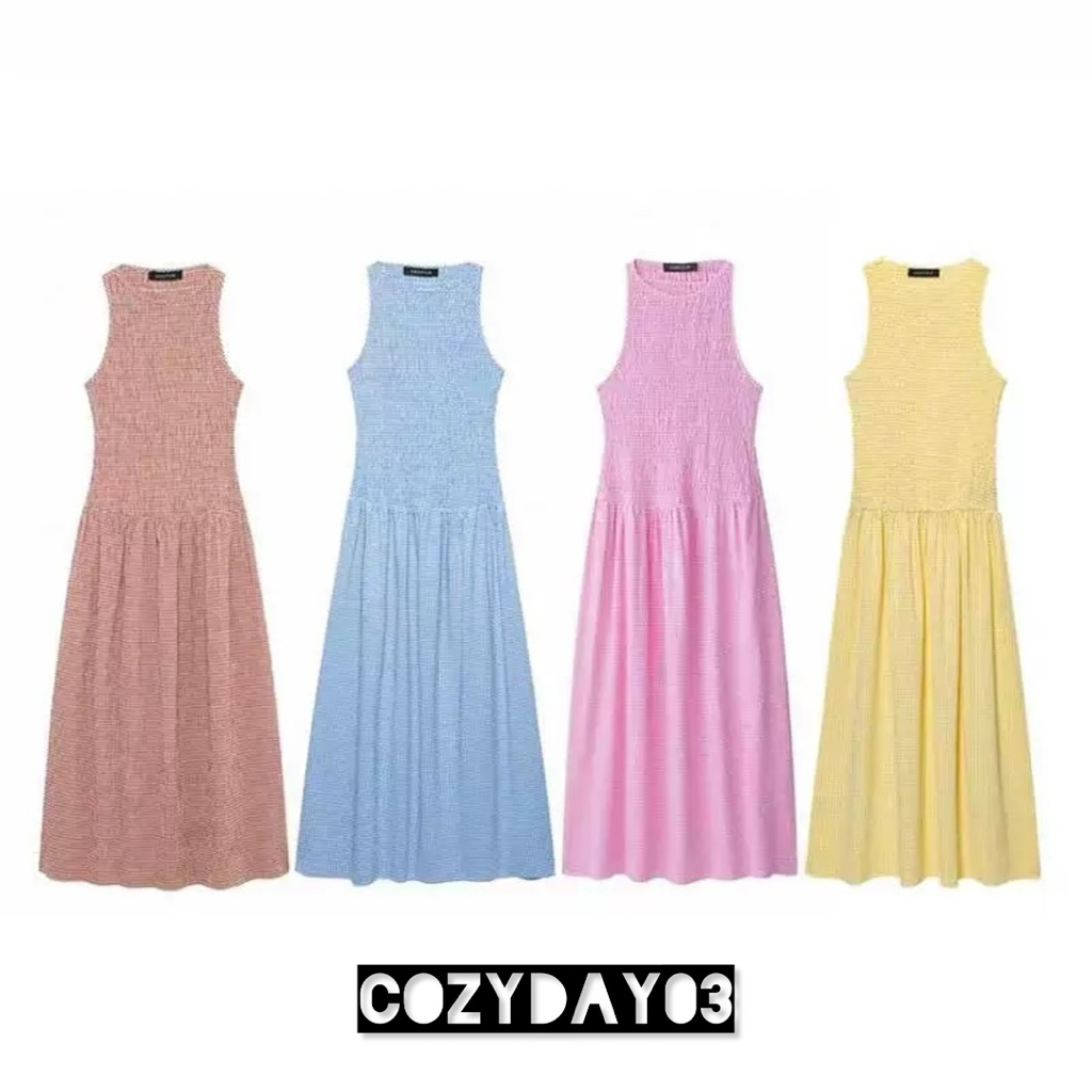 พร้อมส่ง cozyday03 Maxydress ช่วงบนสม็อค ใส่แล้วเอวเอสน่ารัก cozydaystore cozyday