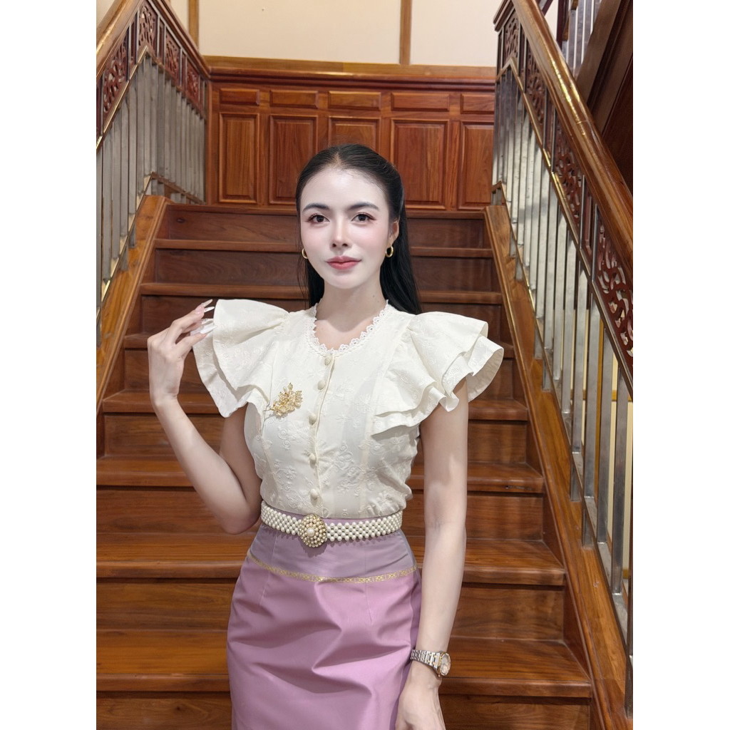 เสื้อลูกไม้(ปักฉลุ) รหัสสินค้า SCD18 (ผ้าคอตตอน100%)