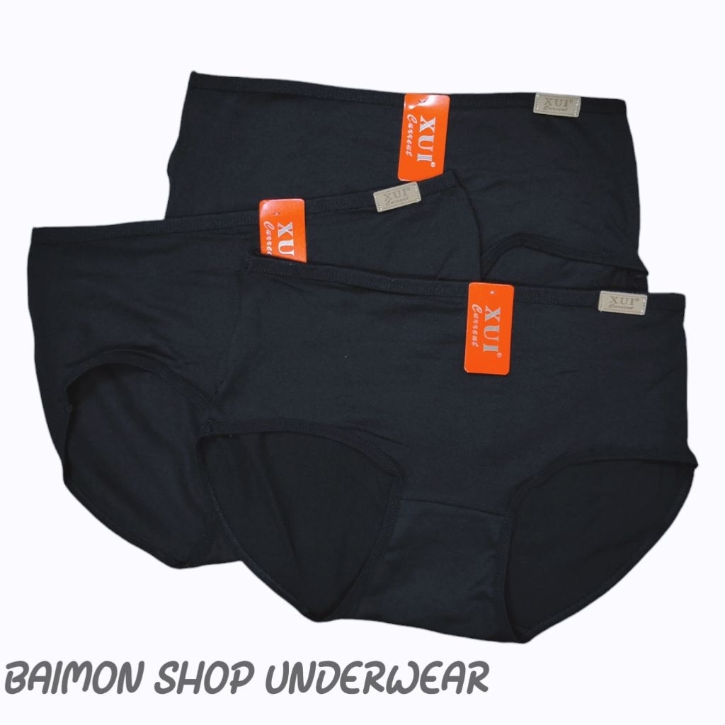 กางเกงในผู้หญิงสีดำล้วน XUI ป้ายหนัง M-4XL