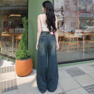 กางเกงยีนส์ขากระบอกใหญ่แต่งตะเข็บ รุ่น Vogue Jeans