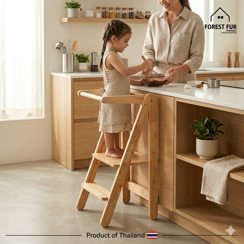 ForestFur Learning Tower บันไดเด็กล้างมือปรับได้ 3 ระดับ รุ่นพับเก็บได้