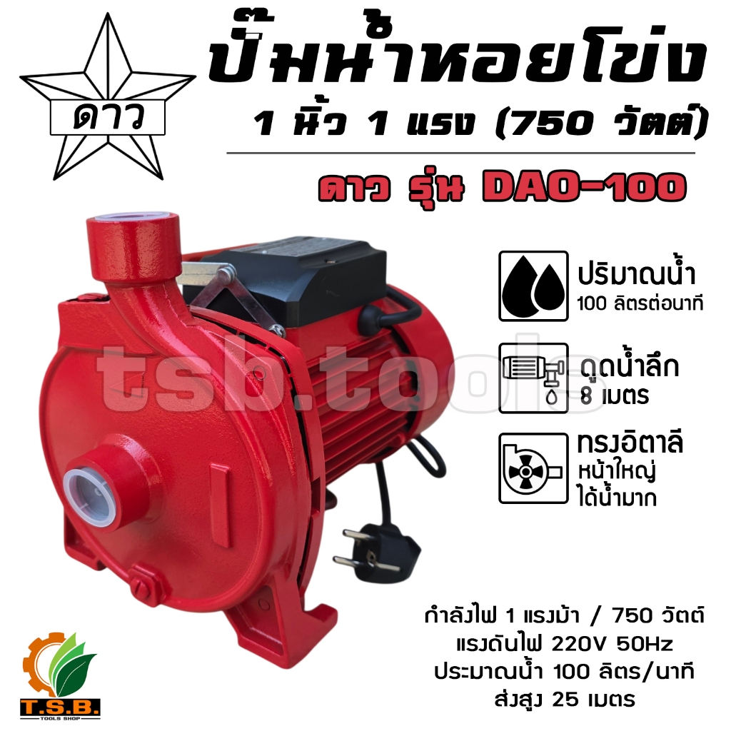 ปั๊มน้ำ ทรงอิตาลี 1 นิ้ว 1 แรง DAO100 หน้าใหญ่ แรง ITALY TYPE ปั๊มน้ำหอยโข่ง ปั้มน้ำหอยโข่ง (01100)