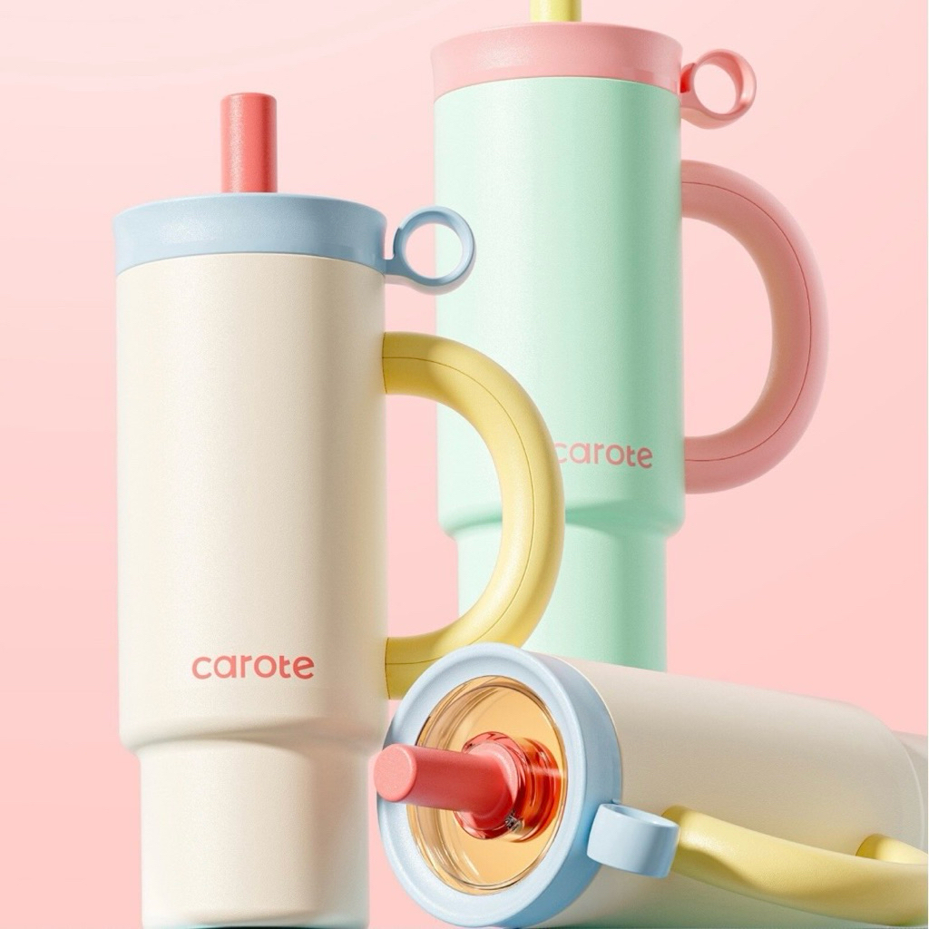 [ พร้อมส่ง ] CAROTE แก้วเคลือบเซรามิกพร้อมหลอด 1050ml