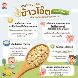Apple monkey ข้าวโอ๊ตบดผสมกล้วยและมิกซ์เบอร์รี่100ก.