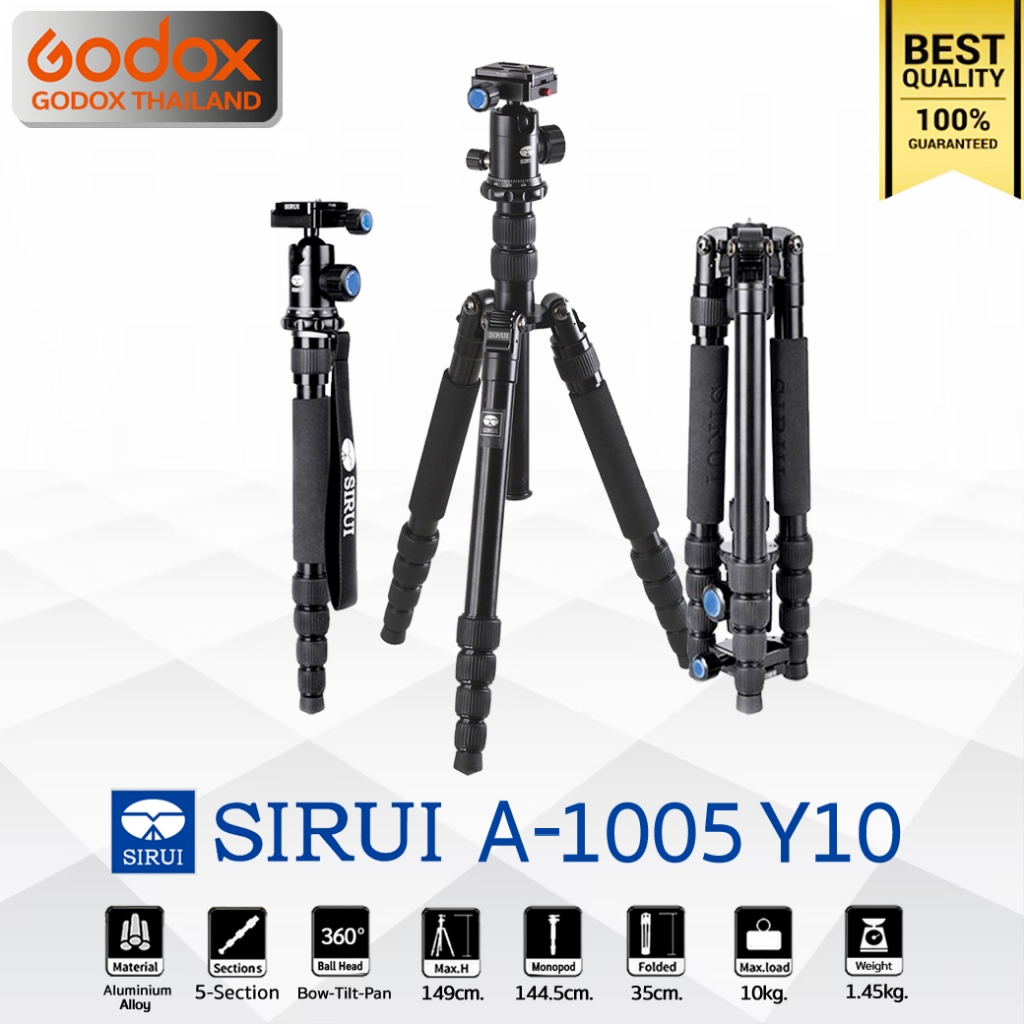 ลดล้างสต๊อก บางตัวอาจมีตำหนิ - Sirui Tripod A-1005 Y10 Ball Head Monopod , กลับหัวได้ ( A1005 Y10 ) / Godox Thailand
