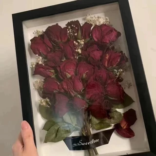 กรอบรูปใส่ดอกไม้แห้ง วางได้แนวตั้ง/นอน แบบกลวง สามมิติ DIY ของขวัญวันเกิด มีหลายขนาดและสีให้เลือก