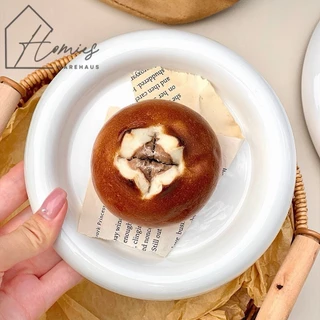 【พร้อมส่ง】🍽️ จานเซรามิก ขอบหนา มินิมอล สีขาว มี 2 ขนาด อย่างดี สไตล์คาเฟ่ เกาหลี เข้าไมโครเวฟได้ จานใส่เค้ก จานทรงกลม