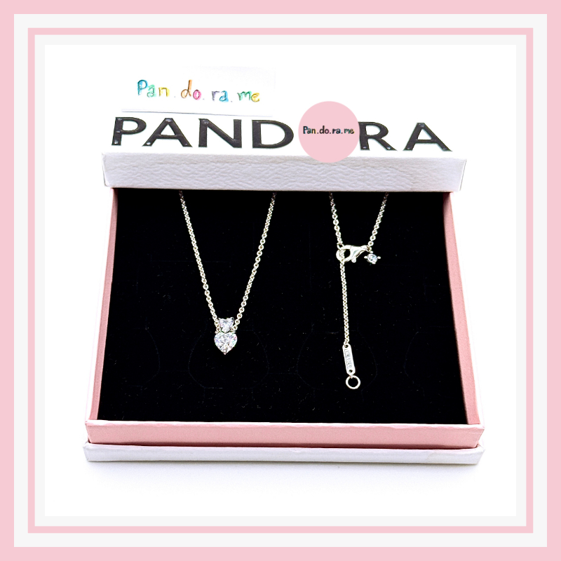 [พร้อมส่ง สินค้าแท้ 💯 ] สร้อยคอหัวใจ แพนโดร่า รุ่น Double Heart Pendant Sparkling Collier