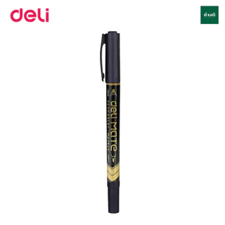 Deli Permanent Marker ปากกามาร์กเกอร์ 2 หัว 0.5mm/1mm ปากกาเขียนซีดี ปากกาเคมี กันน้ำ ลบไม่ออก