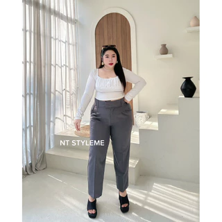กางเกงสาวอวบอ้วน S ผ้าสโนว์ฟอร่า เอว 34-46 สำหรับทำงาน ใส่เที่ยว ใส่คาเฟ่ - ผู้หญิง