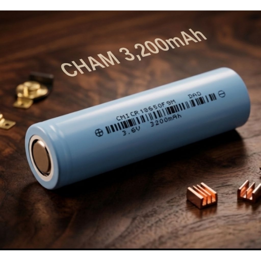 ราคาโปร ถ่านชาร์จหัวแบน แบตเตอรี่ลิเธียม CHAM แท้ 18650 ICR  3,200mAh  3C แอมป์เต็ม