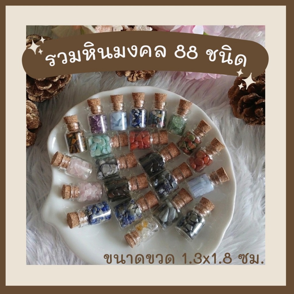 🔮 เปิดขุมทรัพย์พลังธรรมชาติ! รวมหินมงคล 88 ชนิด ในขวดจิ๋วสุดน่ารัก พร้อมการ์ดชื่อหินและความหมาย ✨🌈