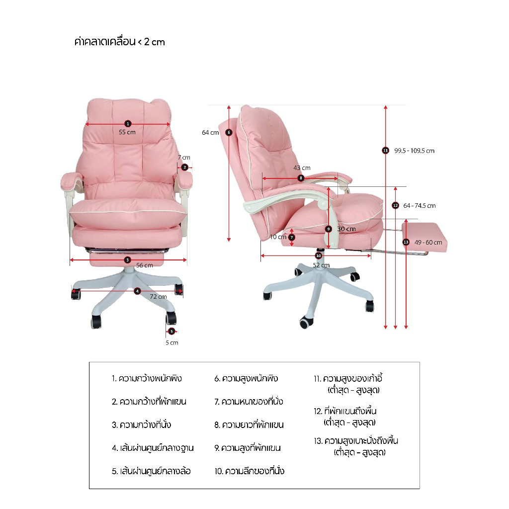 Gmax เก้าอี้ออฟฟิศ Office Chair เก้าอี้สำนักงาน รุ่น GC-201 เก้าอี้เกมมิ่ง เบาะ 2 ชั้น ปรับเอนนอนได้ รูปที่ 5
