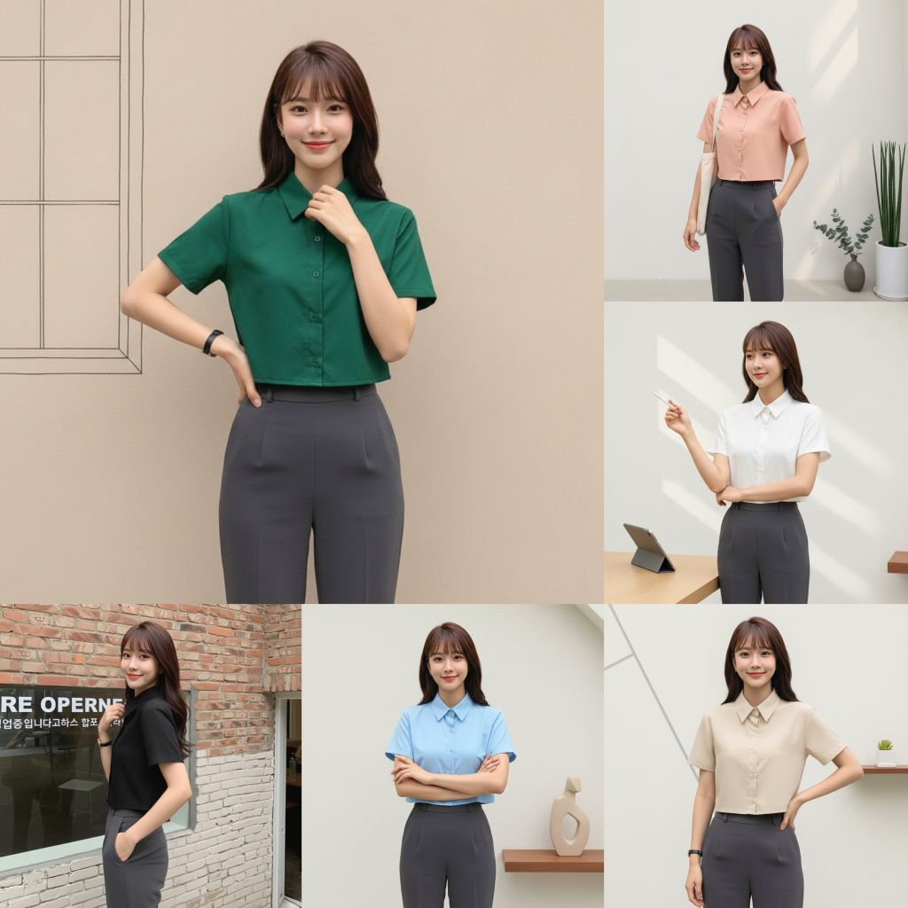 💥เสื้อเชิ้ตครอปผู้หญิง แขนสั้น  แฟชั่นเกาหลี เนื้อผ้าใส่สบายรีดง่ายยับยาก KT05