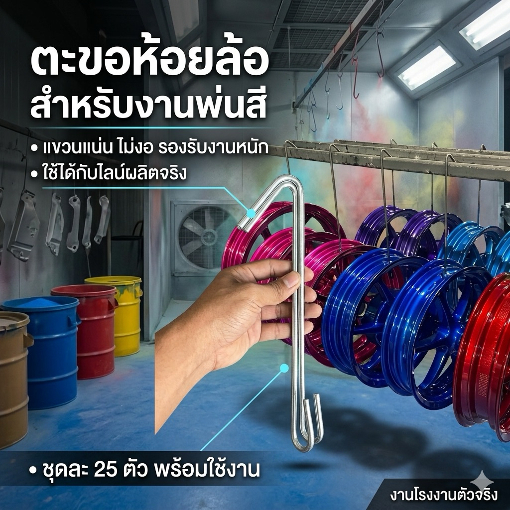 ตะขอแขวนล้อ พ่นสี ชุด25ตัวแข็งแรงใช้ซ้ำได้