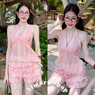 🔥aimorn_shop🔥(ขายแยกชิ้น)เสื้อคล้องคอ ชายแต่งเปลือกหอย เซ็กซี่รับซัมเมอร์สุดดๆ