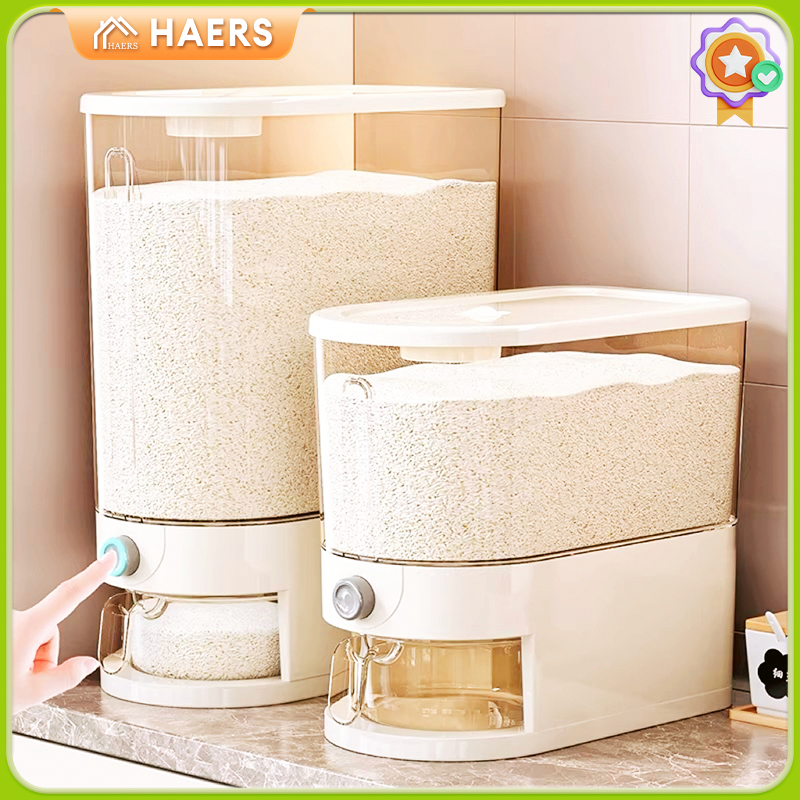 HAERS ถังข้าวสาร กล่องเก็บข้าวสาร กระปุกข้าว 5/10kg ปิดผนึกและสดใหม่ ป้องกันแมลง ป้องกันความชื้น