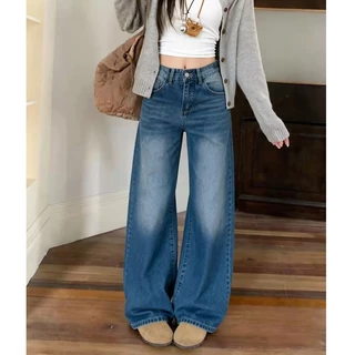 Anata ไซซ์ S-3XL กางเกงยีนส์ สไตล์เกาหลี แนววินเทจ เท้ากว้าง สวยๆเก๋ๆ Clothing Jean Lady ผู้หญิง
