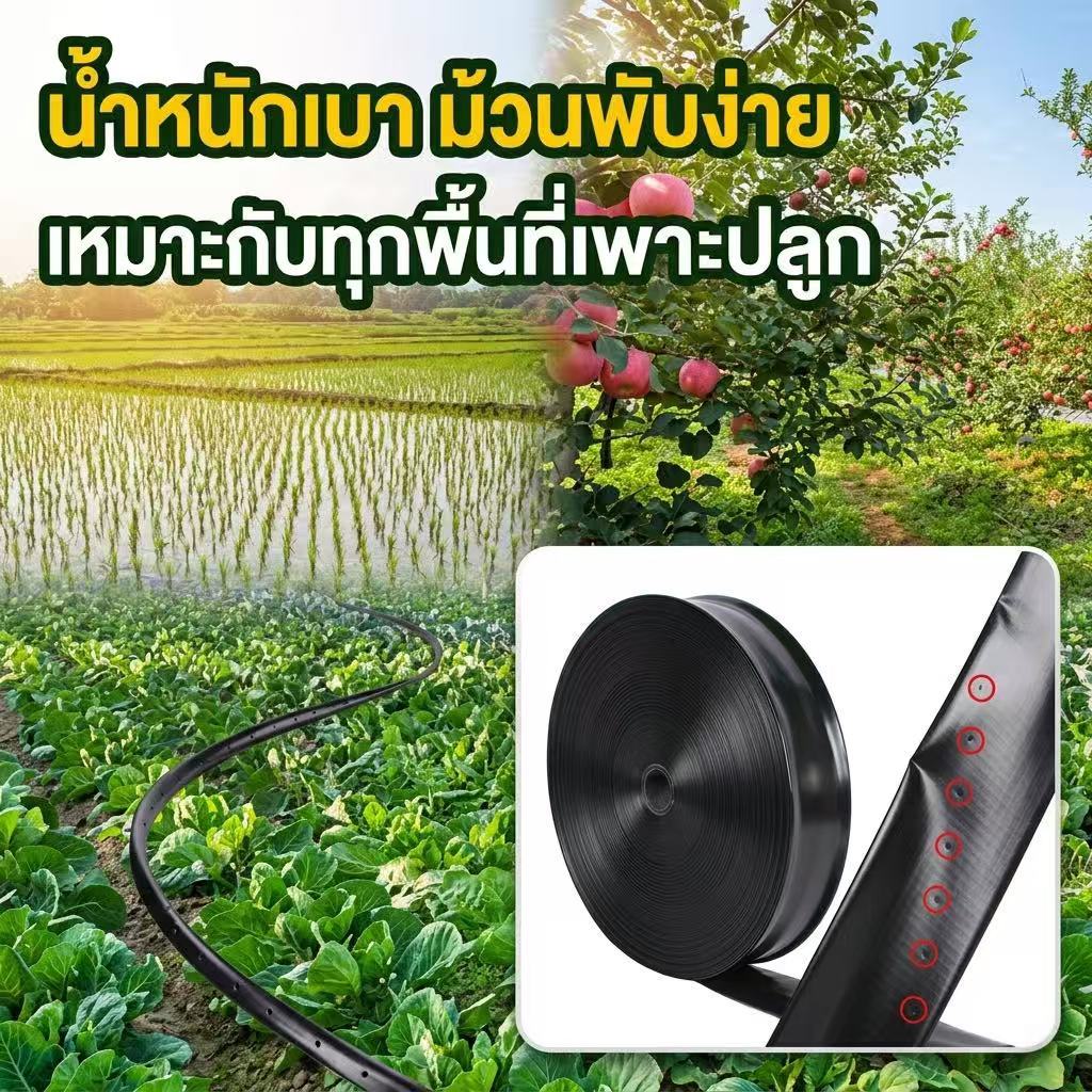 ราคา จำกัด เวลา เทปน้ำพุ่ง 5รู/7รู/9รู PE สายส่งน้ำ 1 นิ้ว -3 นิ้ว ดำ ช้างพ่นน้ำ มีความยาว100 เมตร ท่อส่งน้ำ ท่อแบน ดำ