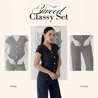 S004 | Tweed classy set ( เสื้อ + กางเกงขายาว )