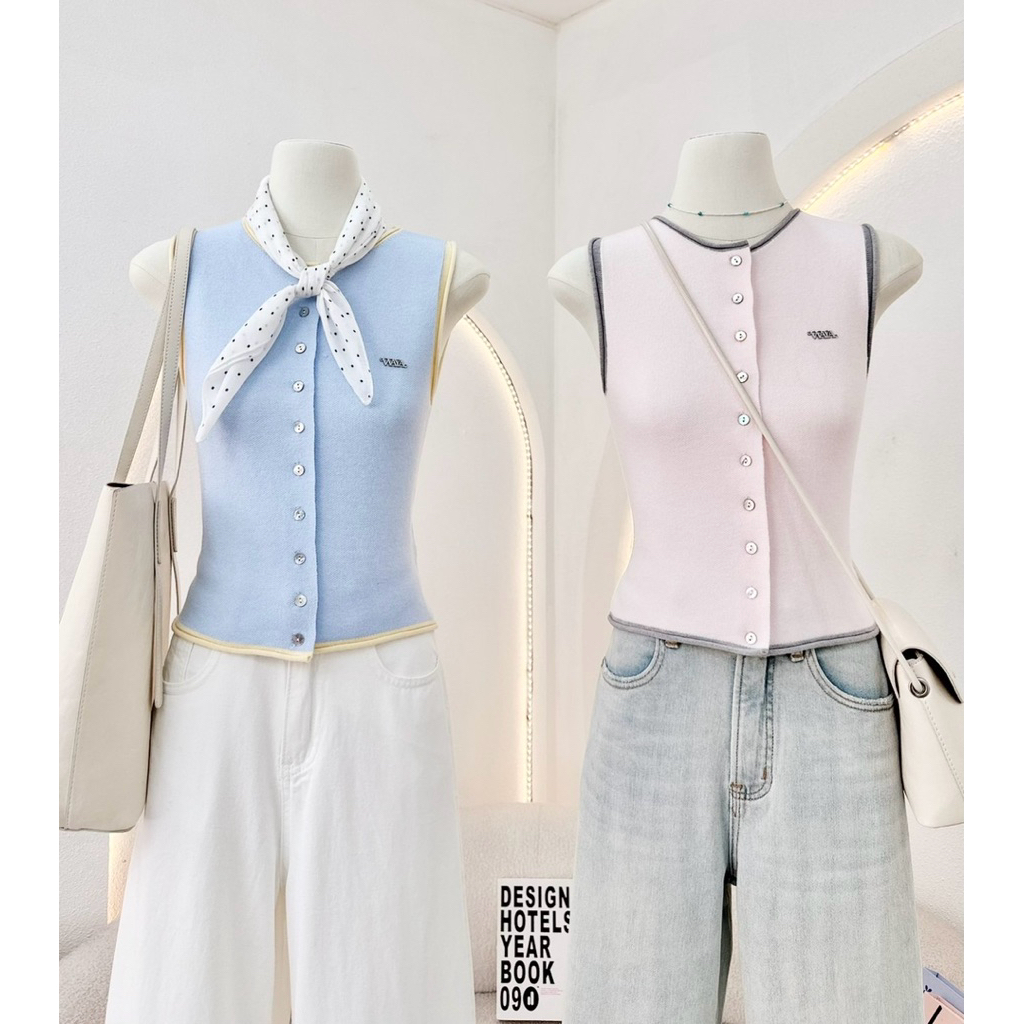 WA YA เสื้อแขนกุดกระดุมหน้า