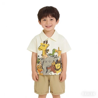 MC234 ชุดเซตเด็กผู้ชายลายสัตว์ เสื้อโปโล + กางเกงขาสั้น น่ารักมาก