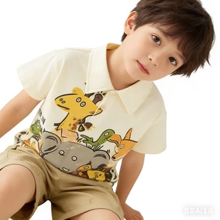 MC234 ชุดเซตเด็กผู้ชายลายสัตว์ เสื้อโปโล + กางเกงขาสั้น น่ารักมาก