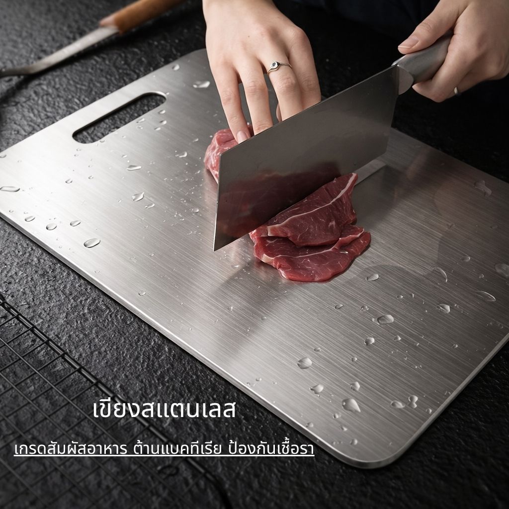 EQUAL เขียงสแตนเลส เกรด 304 เขียงทำอาหาร ทำความสะอาดง่ายและไม่ขึ้นรา มีหลายขนาดให้เลือก เเข็งเเรง ใช้งานได้นาน