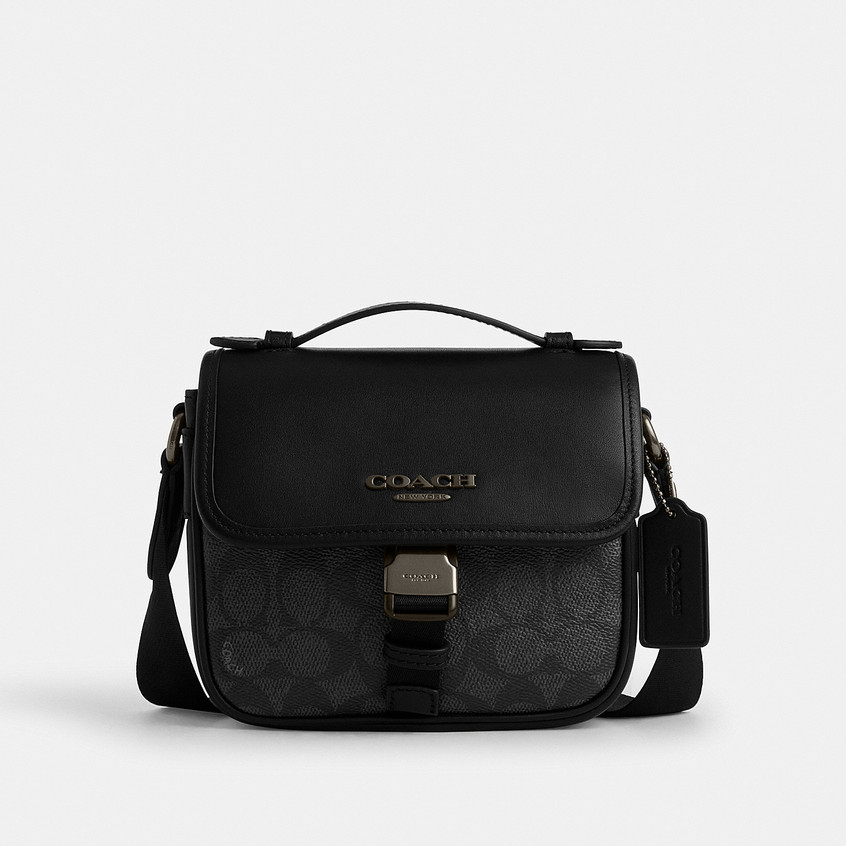 Coach CBG13 Racer Crossbody In Signature Canvas (QBMI5) กระเป๋าสะพายข้างผู้ชาย สี Qb/Charcoal/Black