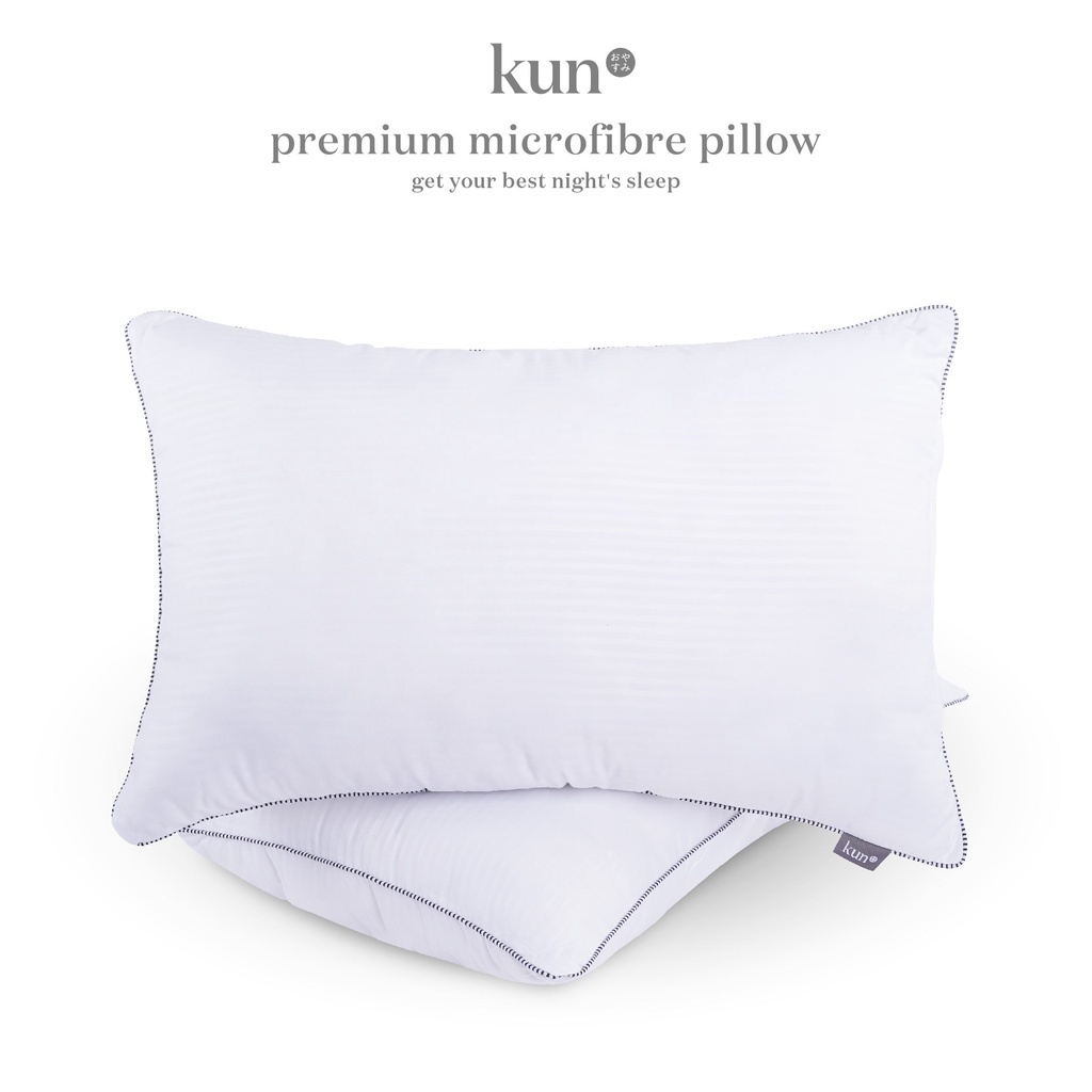 Kun Black Pipping Hotel Pillow 100% Premium Quality Microfiber Filled (18" X 28" X 1.4 kg)