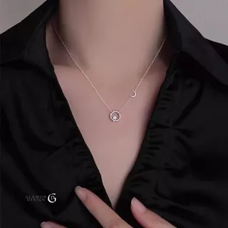 GLAMOR✨สร้อยเงินเเท้ One Sky สร้อยคอพระอาทิตย์และพระจันทร์ส่องแสงคู่กัน สร้อยคอแฟชั่น