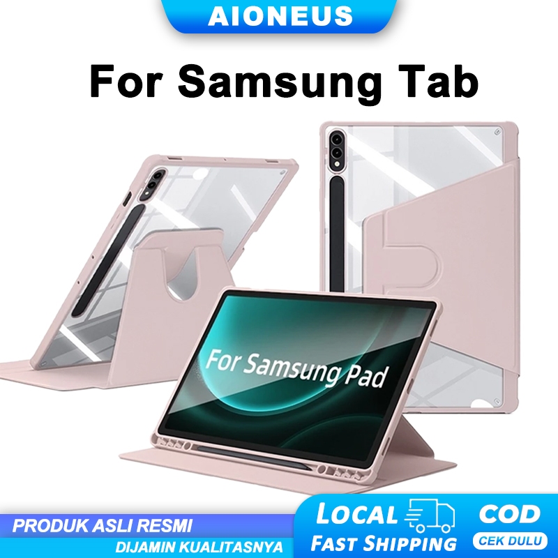 เคส Samsung Galaxy Tab S10Lite S10FE S9 FE 10.9นิ้ว Tab A11+ A9+ 11นิ้ว A11 A9 Tab S6Lite 360° หมุนได้พร้อมที่ใส่ปากกา