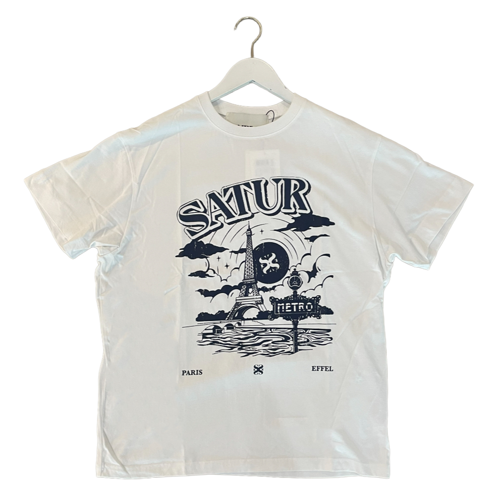 SATUR เสื้อยืด รุ่น Paris Metro Graphic T-Shirt Navy